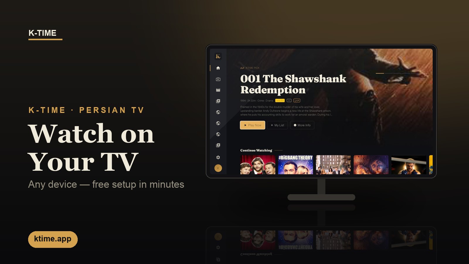 Watch K-Time on your TV — Persian movies, series and live TV on any device